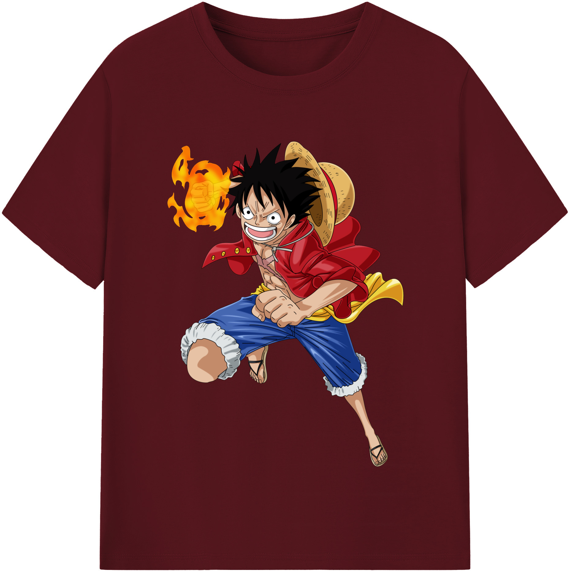 ワンピース モンキー・D・ルフィ ONE PIECE Monkey D. Luffy 綿100％半袖Tシャツ（フロントプリント）